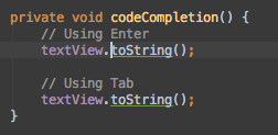 Enter vs Tab for Code Completion
